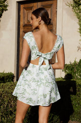 Braxton Tied Back Mini Dress Floral Green