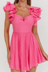 Sunday Dreams Ruffle Strap Mini Dress Pink