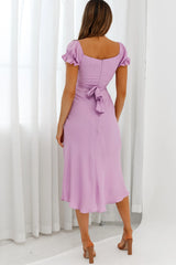 Linka Off-Shoulder Tie Back Midi Dress Lilac