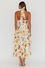 Shaya Tiered Ruffle Maxi Dress Floral Yellow