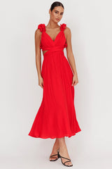 Madara Laced Back Ruffle Dress Red