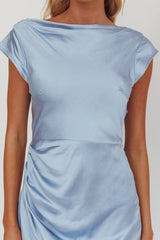 Grecian Cap Sleeve Cowl Back Dress Midnight