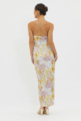 Erryn Tied Back Split Midi Dress Yellow
