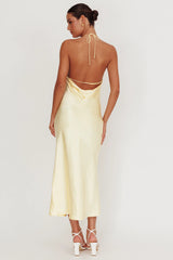 Seren Backless Cowl Neck Midi Dress Yellow