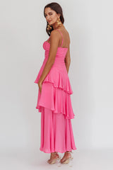 Madrid Summer Tiered Ruffle Maxi Dress Pink