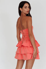 Philly Strapless Ruffle Mini Dress Sugar Coral