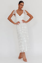 Mykonos Morning Tied Shoulder Tree Maxi Dress White