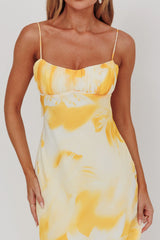 Nerida Low Back Twist Maxi Dress Lily Yellow
