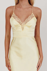 Summer Of Love Lace Trim Maxi Dress Lemon