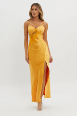 Roxana Applique Trim Split Maxi Dress Orange