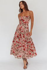Monday Muse Drop Waist Maxi Dress Floral Red