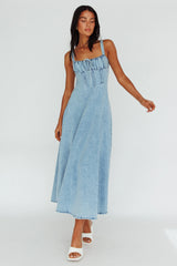 Sweet Pea Tied Bust Maxi Dress Denim Blue