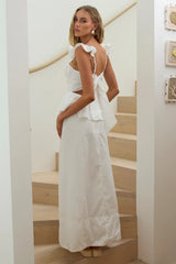 Provence Bloom Peplum Maxi Dress Off White