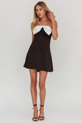 Sandi Bow Bust Mini Dress Black