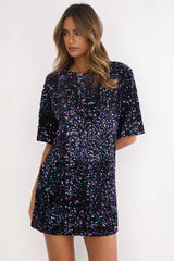 Miramar Backless Sequin Dress Black Multi