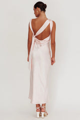 Take Care Backless Sash Maxi Dress Blush