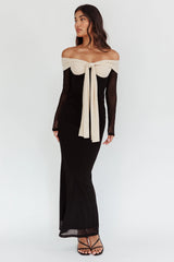 Perfect Worlds Off Shoulder Maxi Dress Black