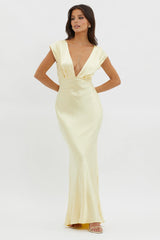 Lucinda V-Neck Twist Back Midi Dress Yellow