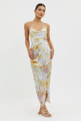 Erryn Tied Back Split Midi Dress Yellow