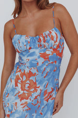 Nerida Twist Back Maxi Dress Abstract Blue