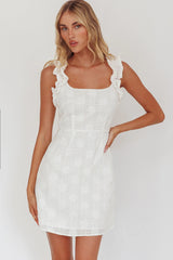 Annie Ruffle Shoulder Strap Mini Dress White