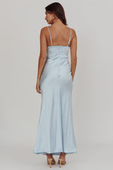Her theory Lace Trim Maxi Dress Steel Blue