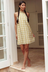 Goldie Halterneck Backless Mini Dress Print