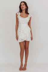 Thinkin' Bout You Ruffle Trim Dress Textured White