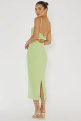 Namrata Twist Back Ribbed Midi Dress Matcha