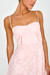 Well Wishing Textured Laced Back Midi Dress Pink