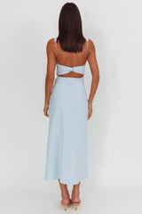 Moonlit Reverie Twist Back Maxi Dress Blue
