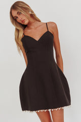 Besos Pearl Hem Mini Dress Black