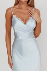 Our Story Surplice Neckline Maxi Dress Steel Blue