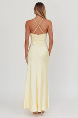 Summer Of Love Lace Trim Maxi Dress Lemon
