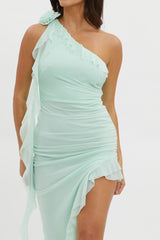 Got The Shot One Shoulder Split Maxi Dress Mint