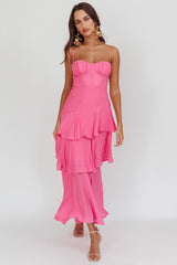 Madrid Summer Tiered Ruffle Maxi Dress Pink