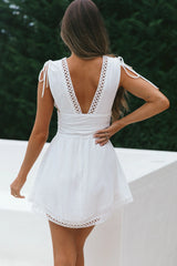 Palais Waistband Mini Dress White