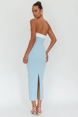 Regent Strapless Maxi Dress Contrast Blue