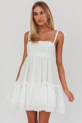 Dream Chaser Frill Hem Babydoll Dress White
