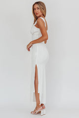 In My Feels Textured Maxi Dress White