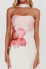 Damsel Reverse Halter Maxi Dress Flower Pink