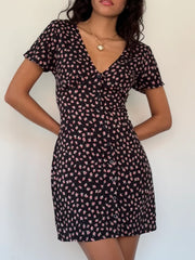 Field Trip Button Front Mini Dress Black Floral
