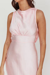Isabella Satin Backless Maxi Dress Pink