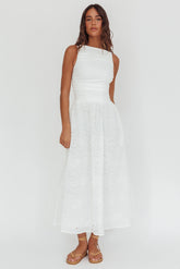 Dalayla Sleeveless Eyelet Maxi Dress White