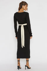 So Emotional Long Sleeve Cut-Out Knit Dress Black