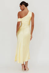 Floret Asymmetric Neckline Midi Dress Butter