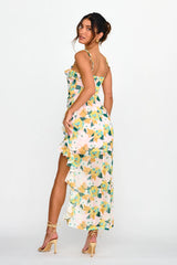 Portofino Cut-Out Split Midi Dress Floral Green