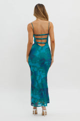 Lennox Elastic Back Bodycon Dress Floral Green