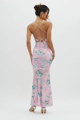 Letting Go Tie-Up Back Maxi Floral Pink