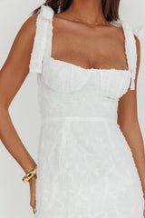 Cupid Tied Shoulder Embellished Midi Dress White